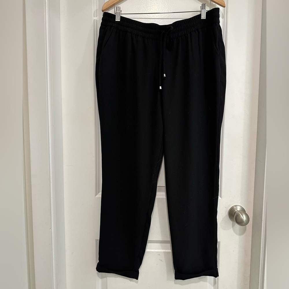 ALFRED SUNG Women’s Size Large Black Pants With Pull On Waistband and Drawstring